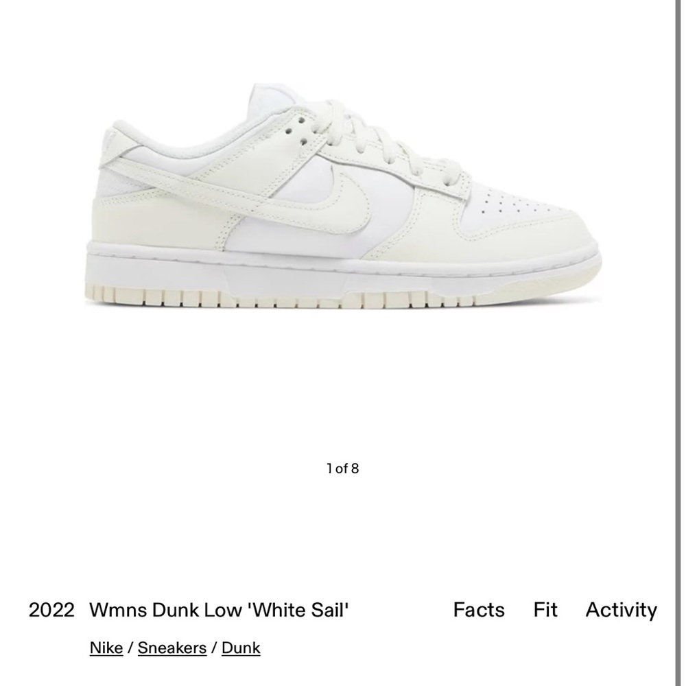 7.5 WMNS, white sail dunks! Wore once great condition